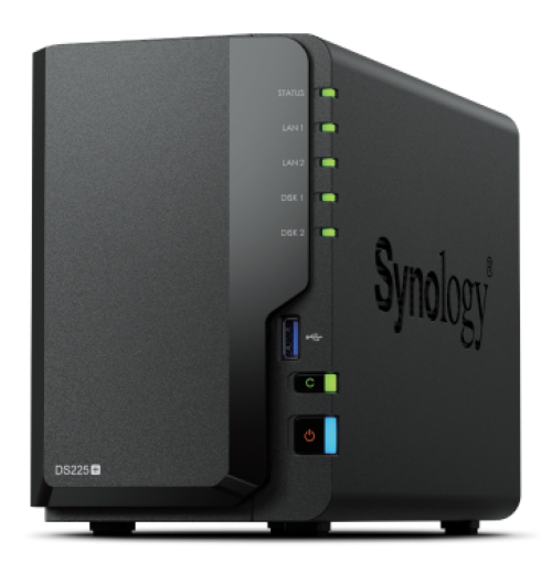 SYNOLOGY NAS TOWER DS225 X 2HD 3.5"/2.5" SATA2/3 - NO HD - CELERON J4125 -2GB DDR4-1P LAN RJ45 1GBE