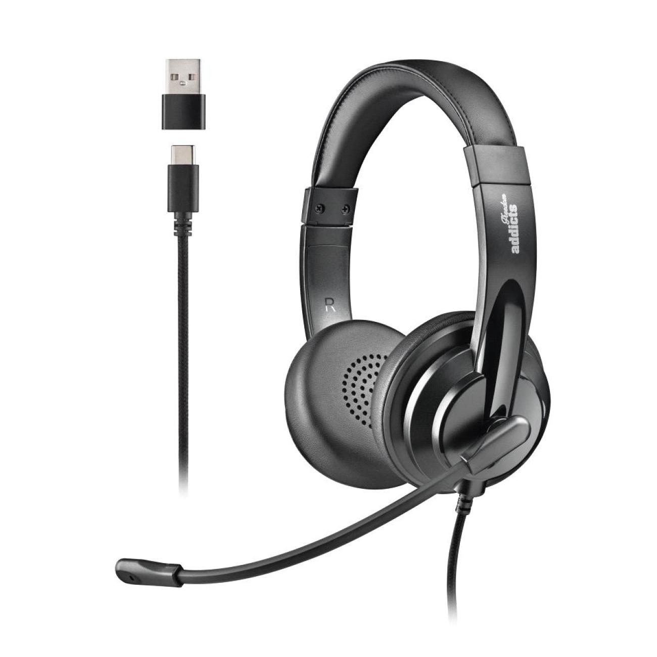 NGS CUFFIE STEREO USB-C CON CONTROLLO DEL VOLUME E ADATTATORE USB